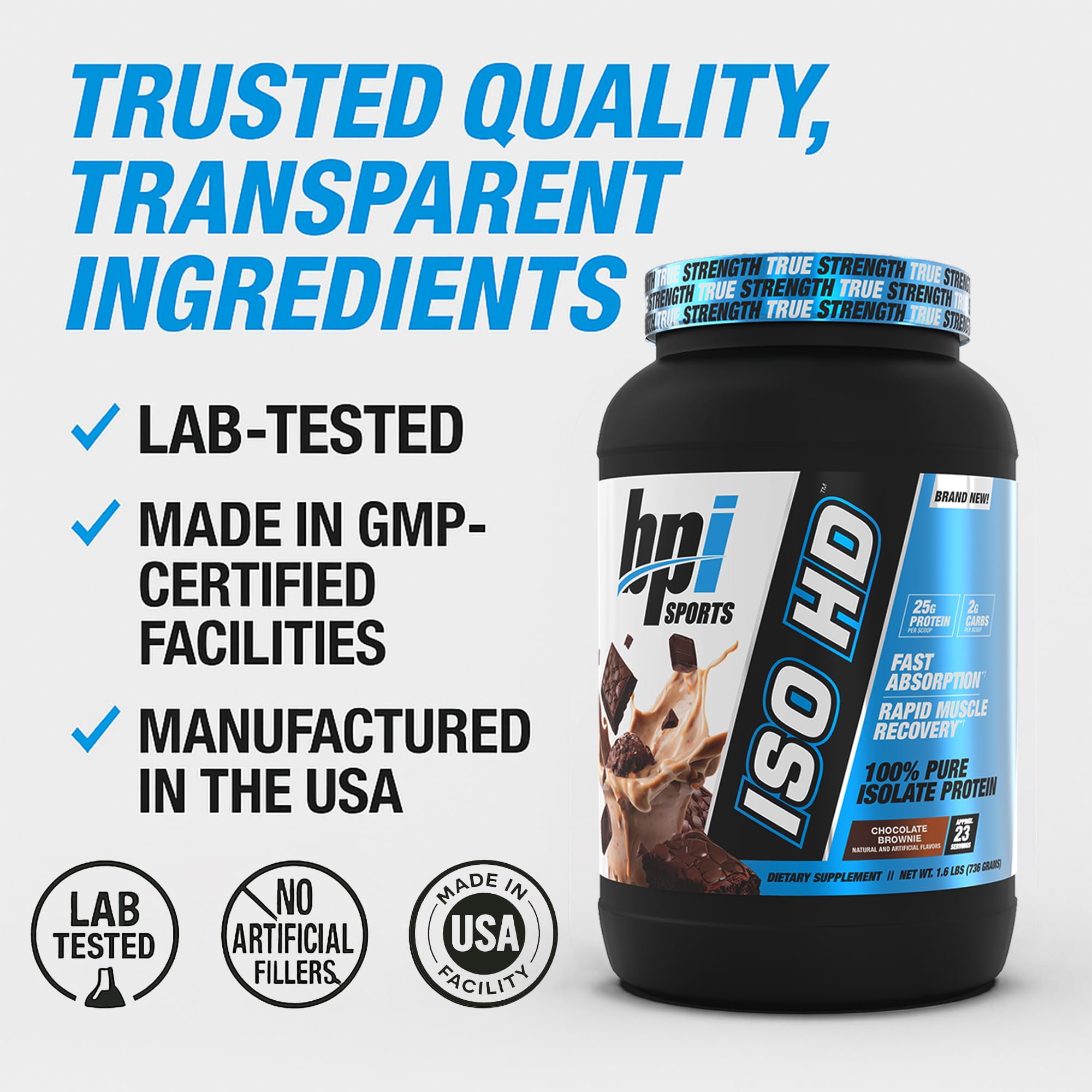 Measured scoop of ISO HD illustrating easy daily protein intake