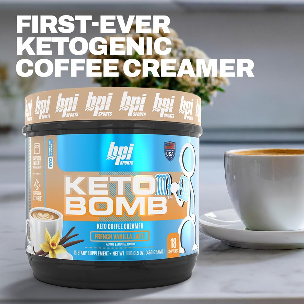 Finished cup of French Vanilla latte featuring Keto Bomb