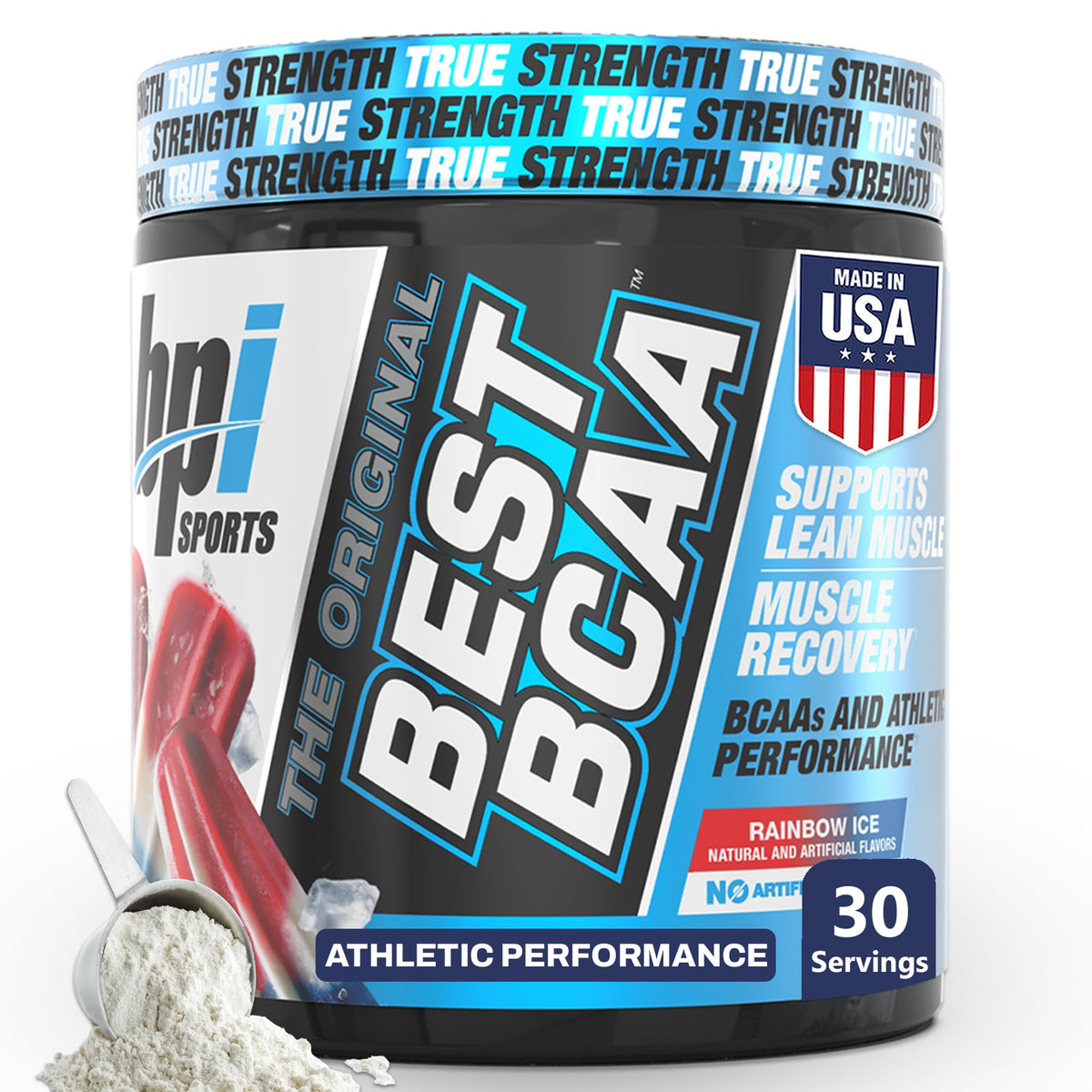 BPI Sports Best BCAA Rainbow Ice tub front view for post-workout recovery.