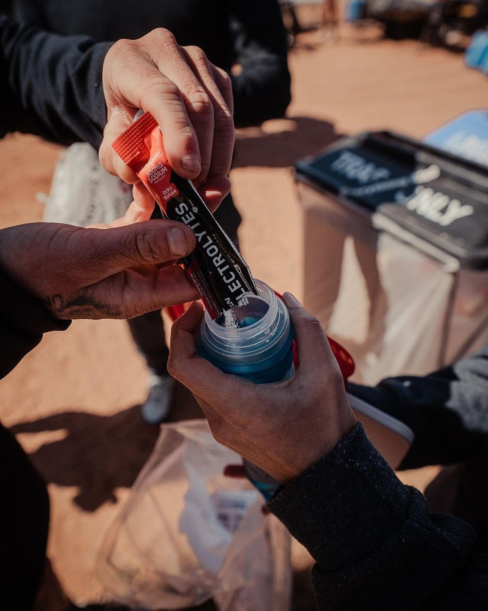 Bare Performance Nutrition electrolytes go packs during training help maintain steady hydration.
