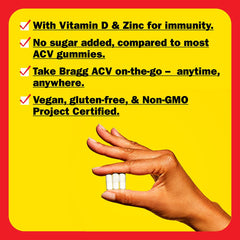Bragg ACV capsules closeup on label highlights the blend.