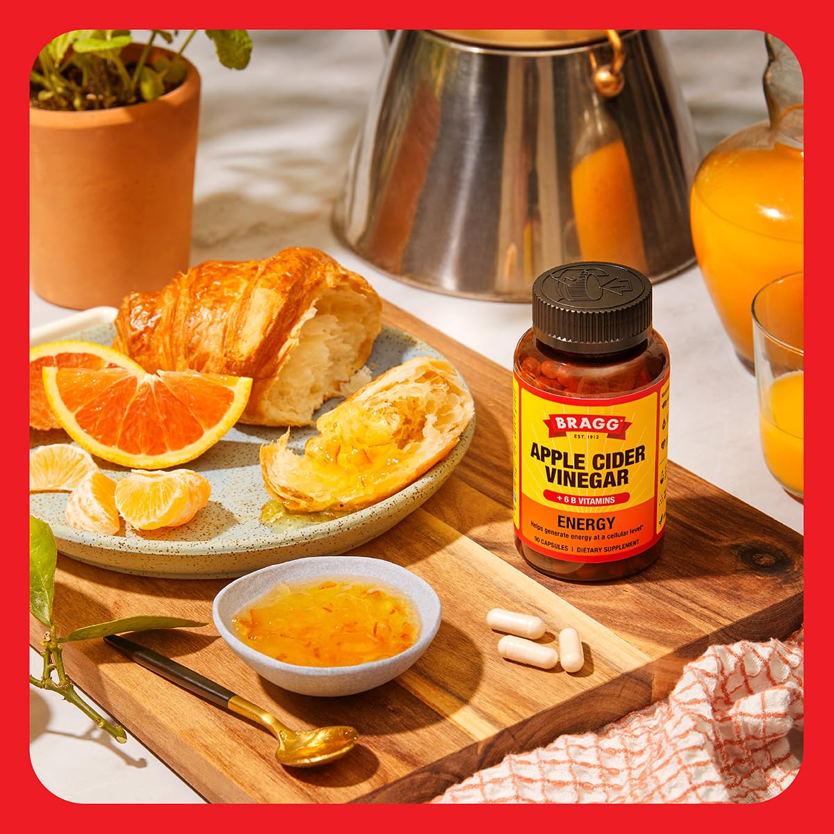 Bragg Energy ACV capsules with B-12 highlight added daily energy.
