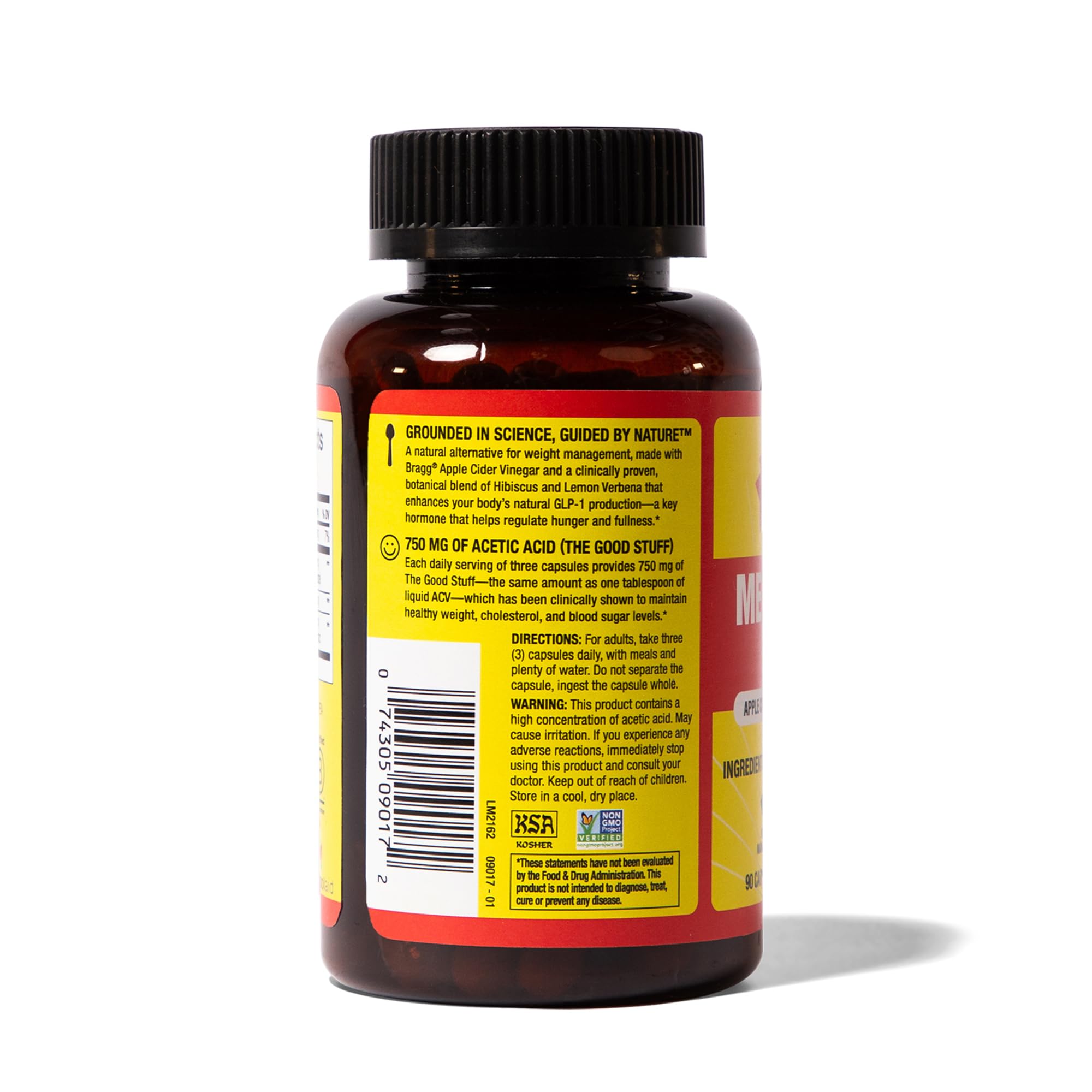 Bragg Metabolism Support shown beside a healthy meal.