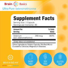 Brain Bean Brain Basics bottle on counter; easy daily mood, mind and memory routine