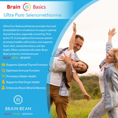 Brain Bean Brain Basics label closeup; high potency selenomethionine formulation