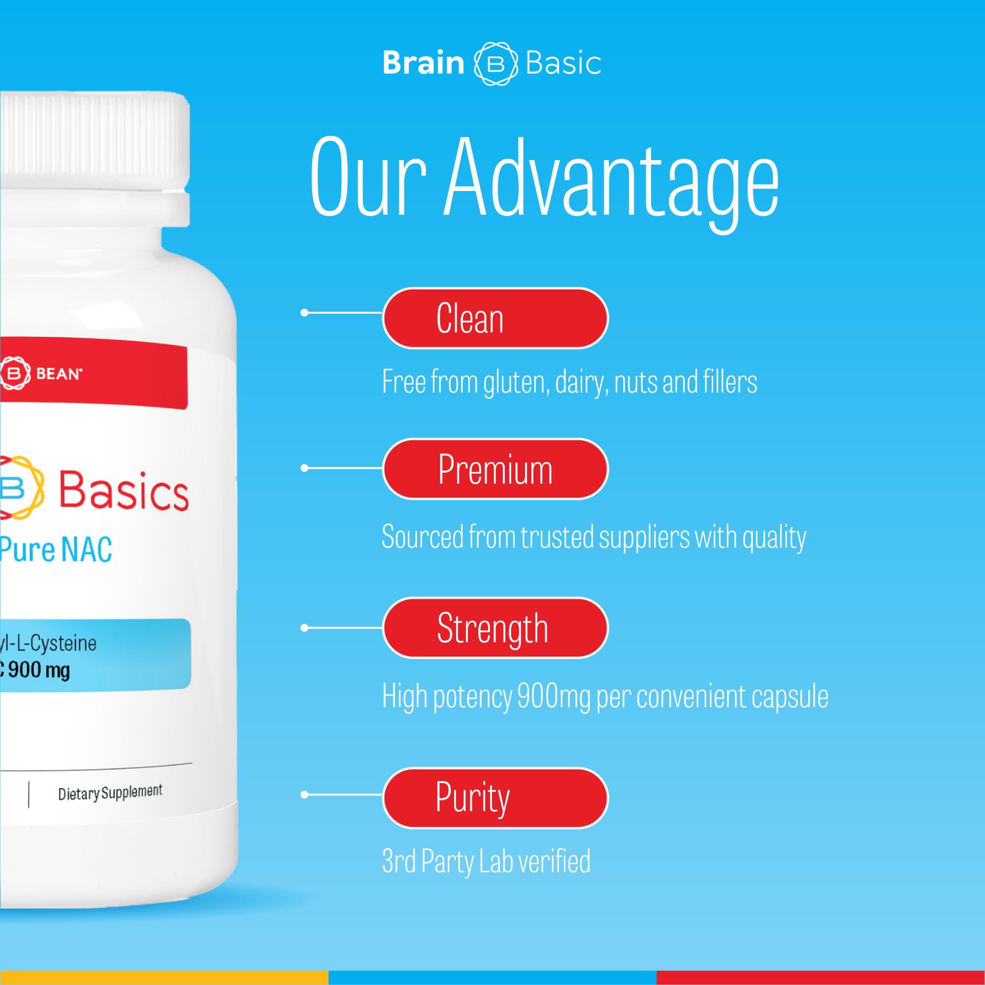 Brain Bean Ultra NAC label shows USDA organic and quality seals.