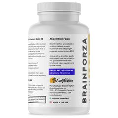 Brain Forza label close-up highlighting rosmarinic acid content.