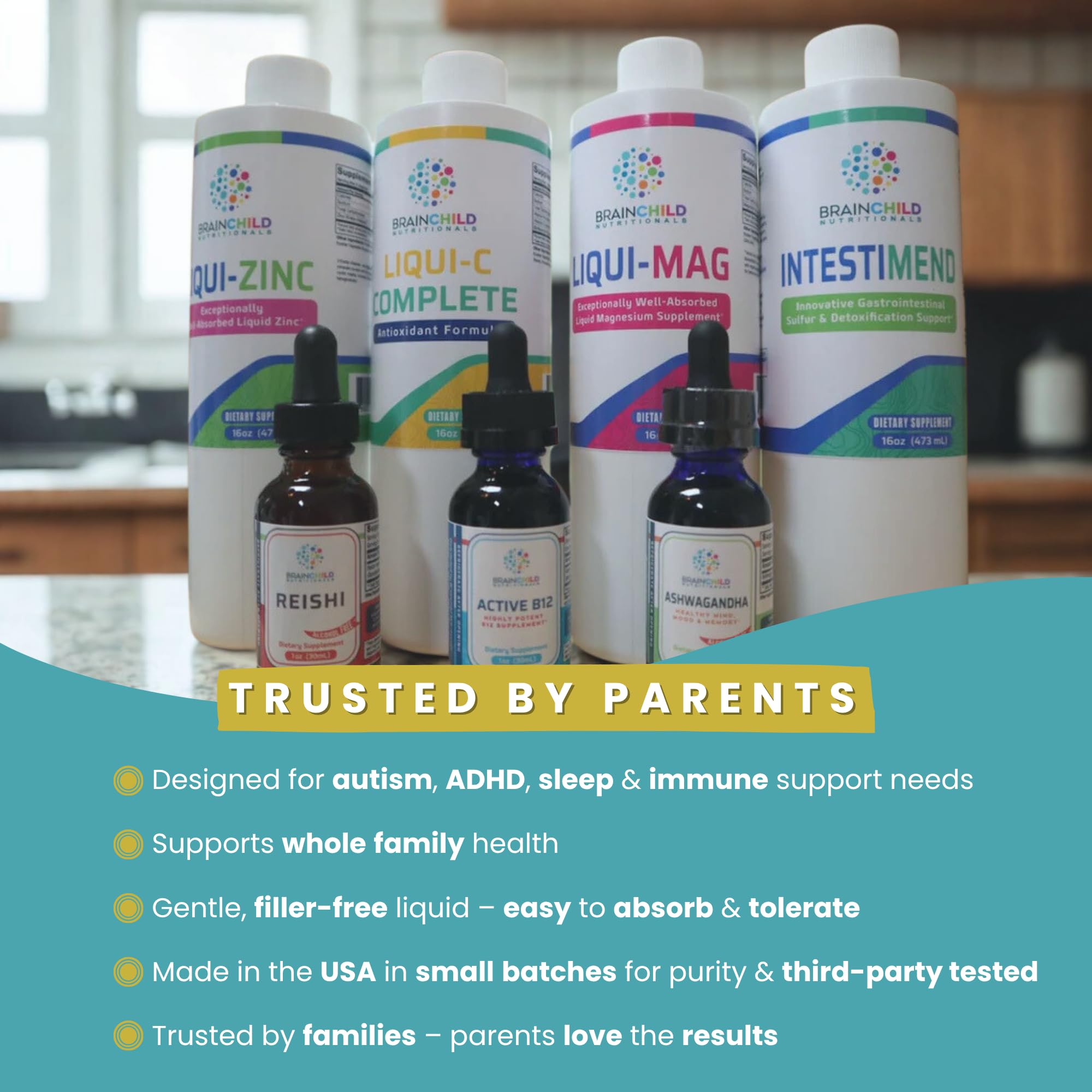 BrainChild Liqui-C gluten-free, dairy-free, soy-free, corn-free formula on packaging