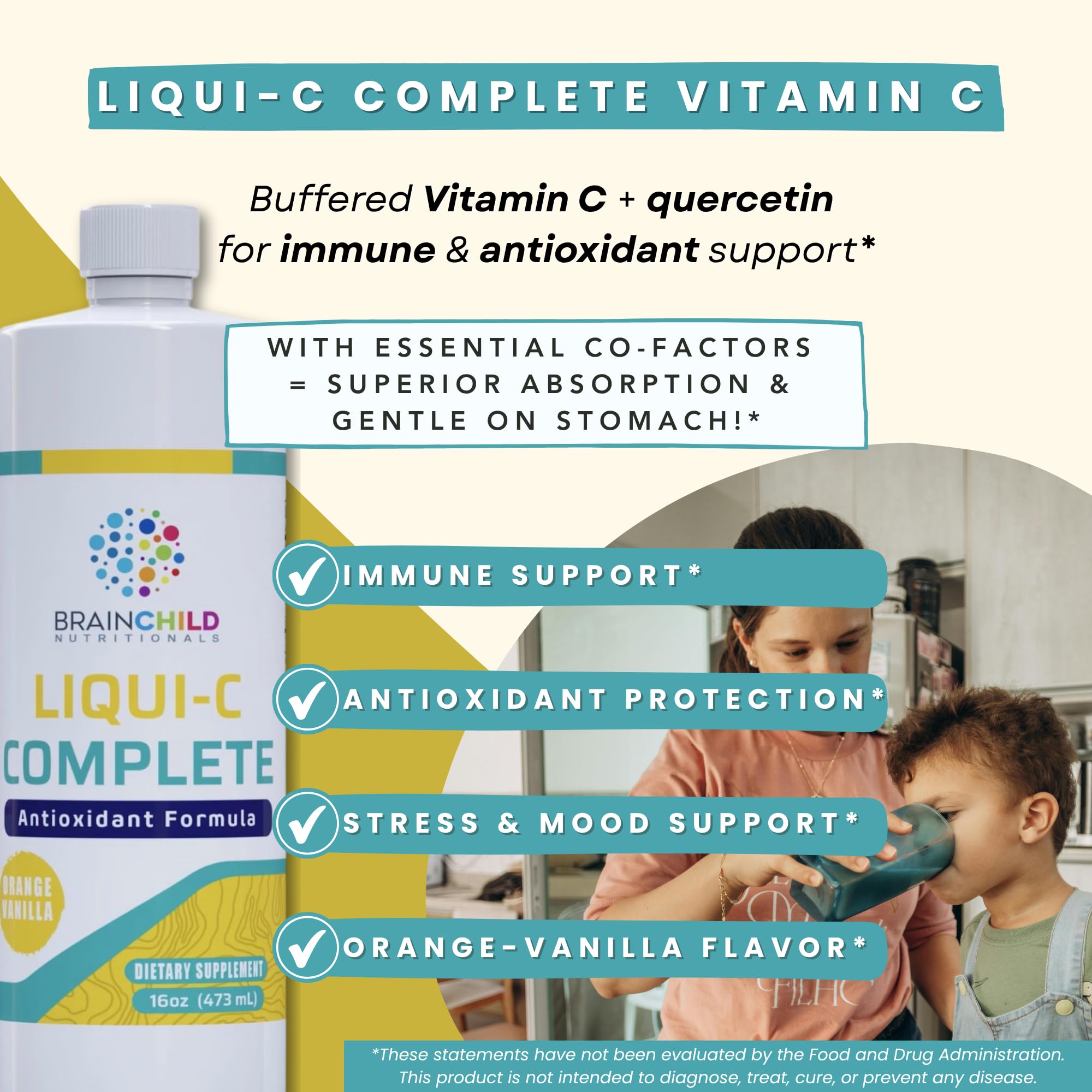 BrainChild Liqui-C being poured to show smooth liquid texture and easy dosing