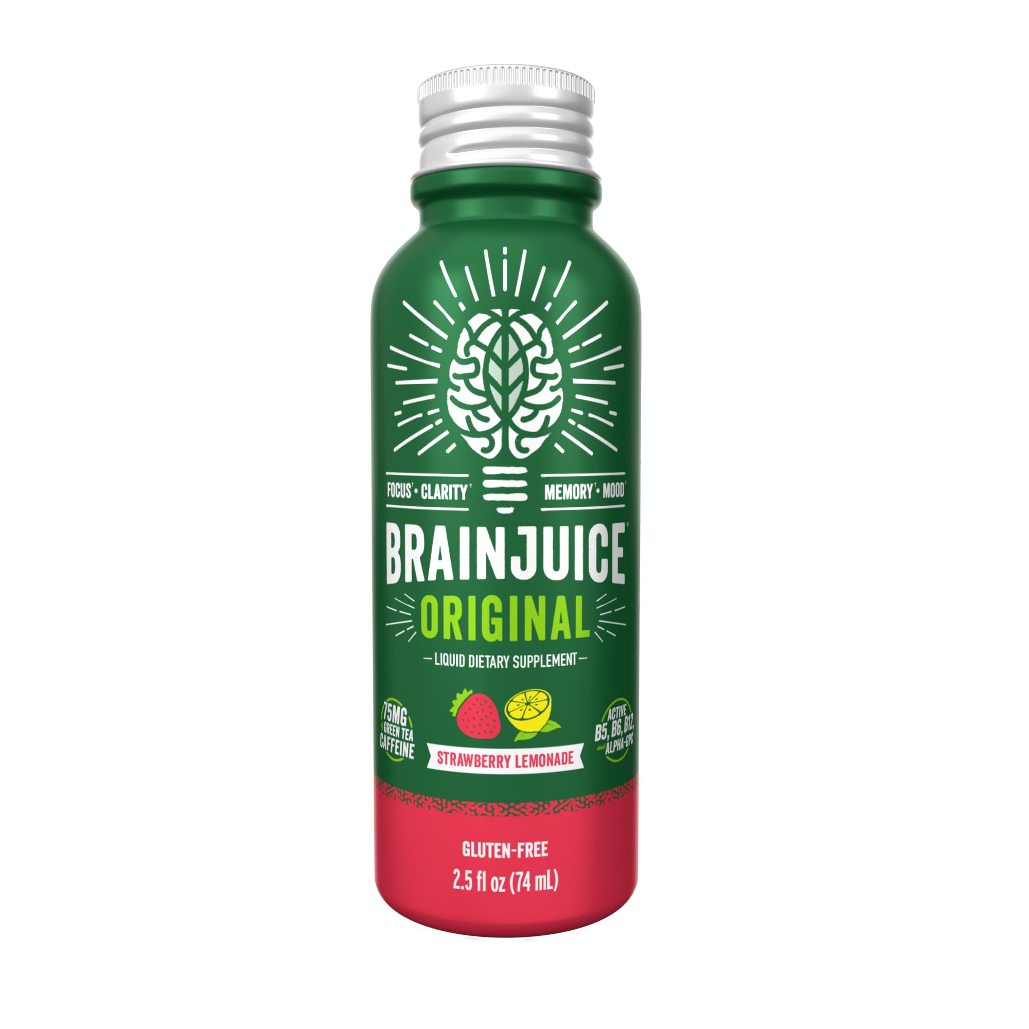BrainJuice Alpha-GPC ingredient label emphasizing cognitive support