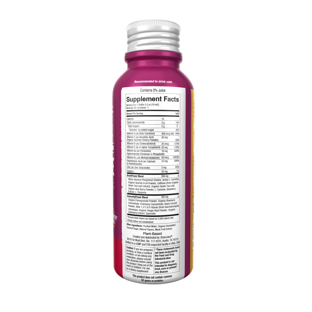 BrainJuice Immunity Shot health-snapshots illustrate quick intake for focus and immunity.