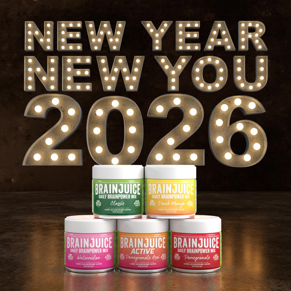 BrainJuice powder dissolving into water for quick mental energy.