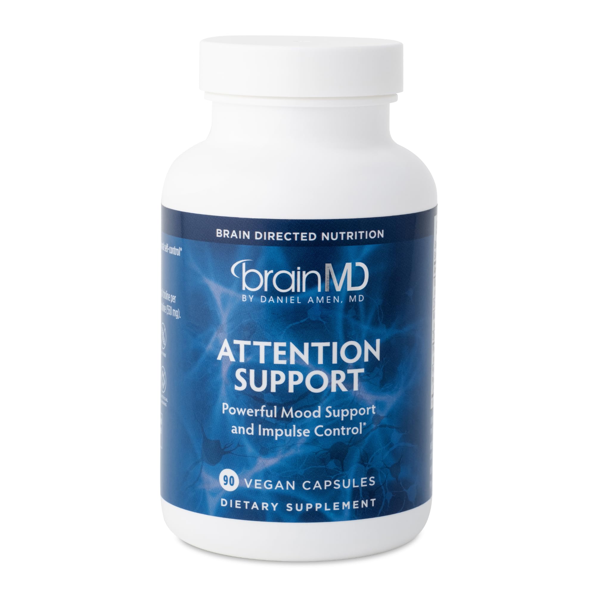 BrainMD Attention Support bottle front promotes daily focus support