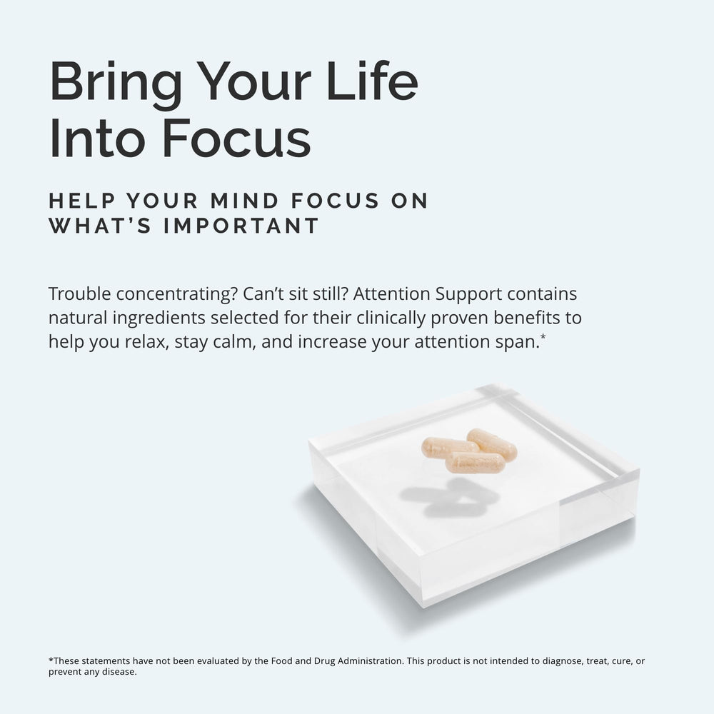 BrainMD Attention Support label view highlights gluten-free, doctor-formulated ingredients