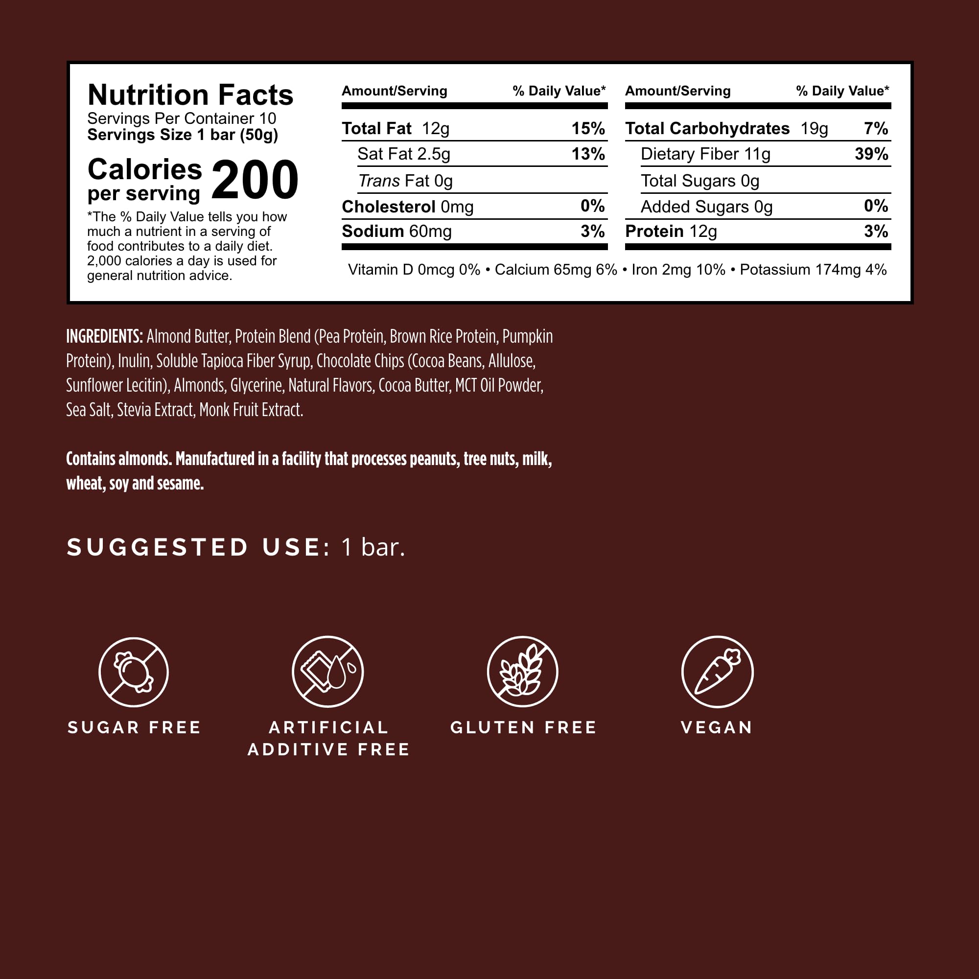 BrainMD Brain Boost packaging back highlights 12g plant protein and 6 net carbs.