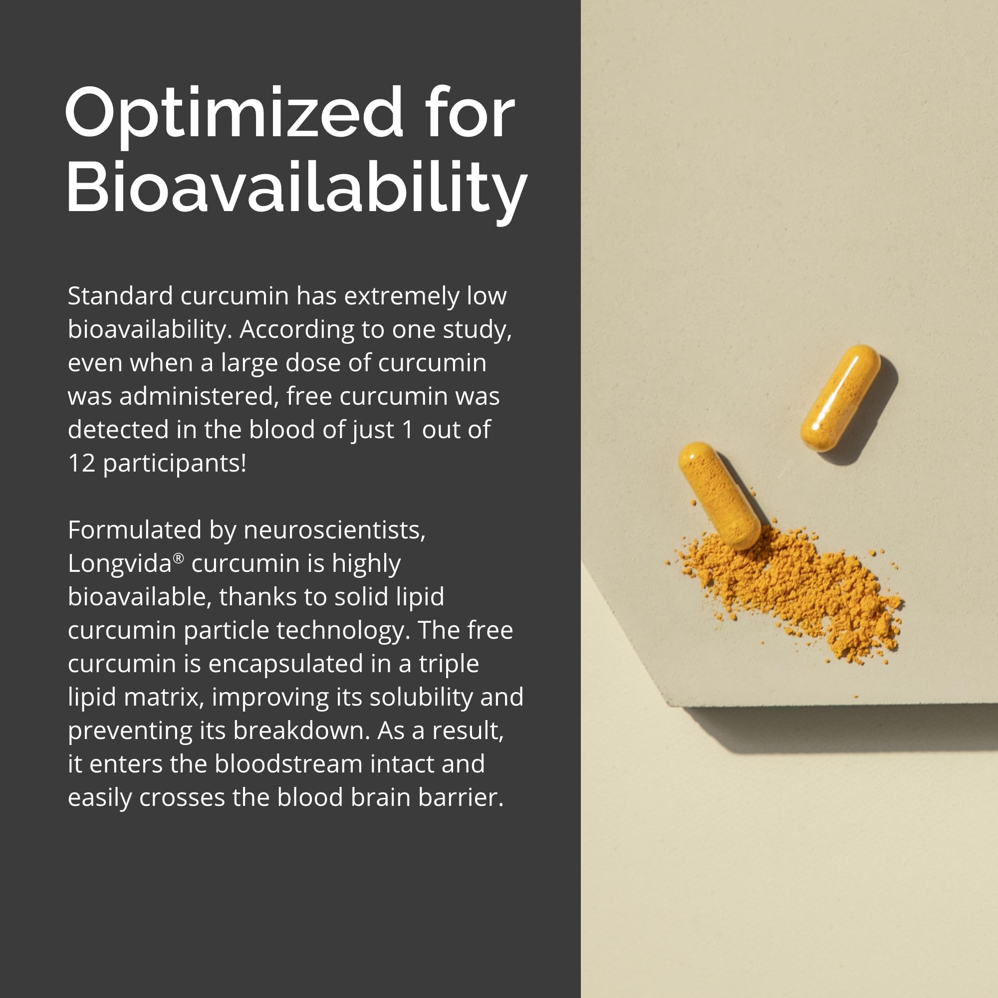 BrainMD Brain Curcumins ingredients list displayed for vegan gluten-free formulation