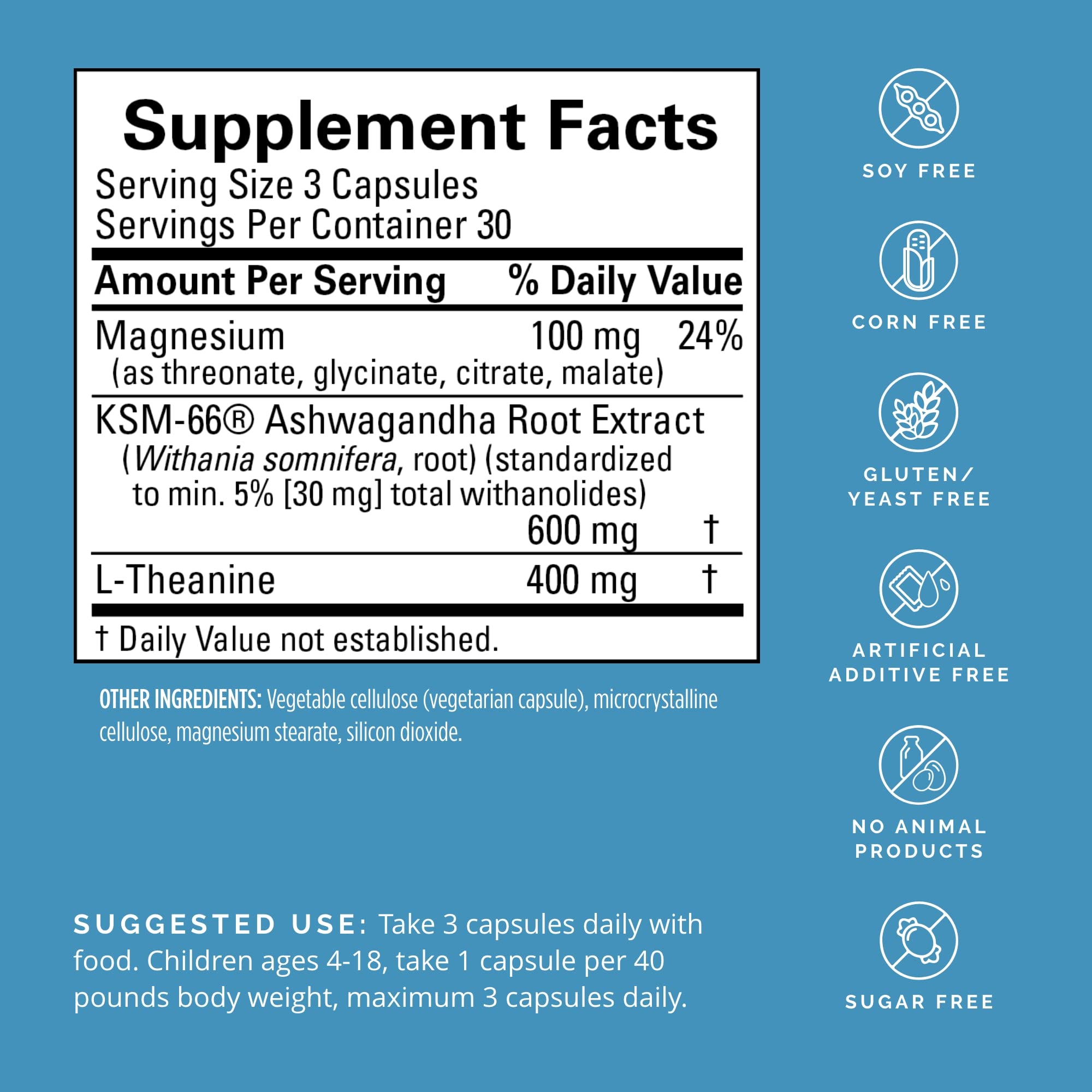 BrainMD Calm My Brain bottle label highlighting key ingredients and quality