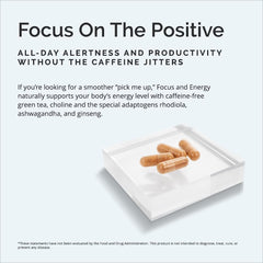 BrainMD Focus & Energy label highlights natural ingredients for calm energy.