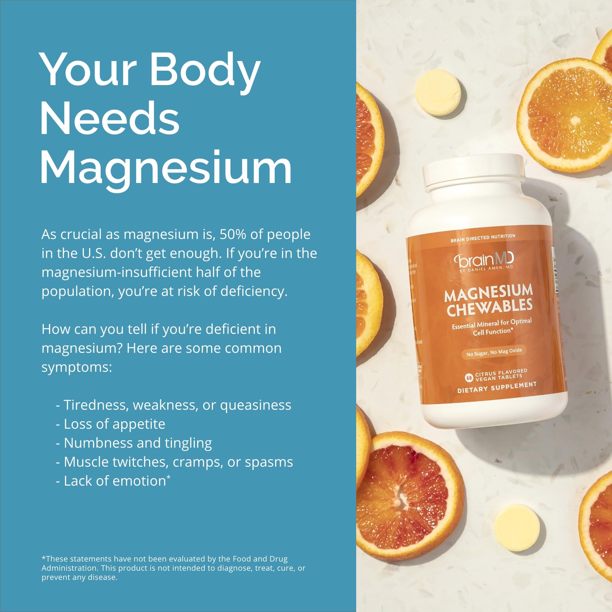 BrainMD Dr Amen magnesium chewables citrus gluten-free mark highlight