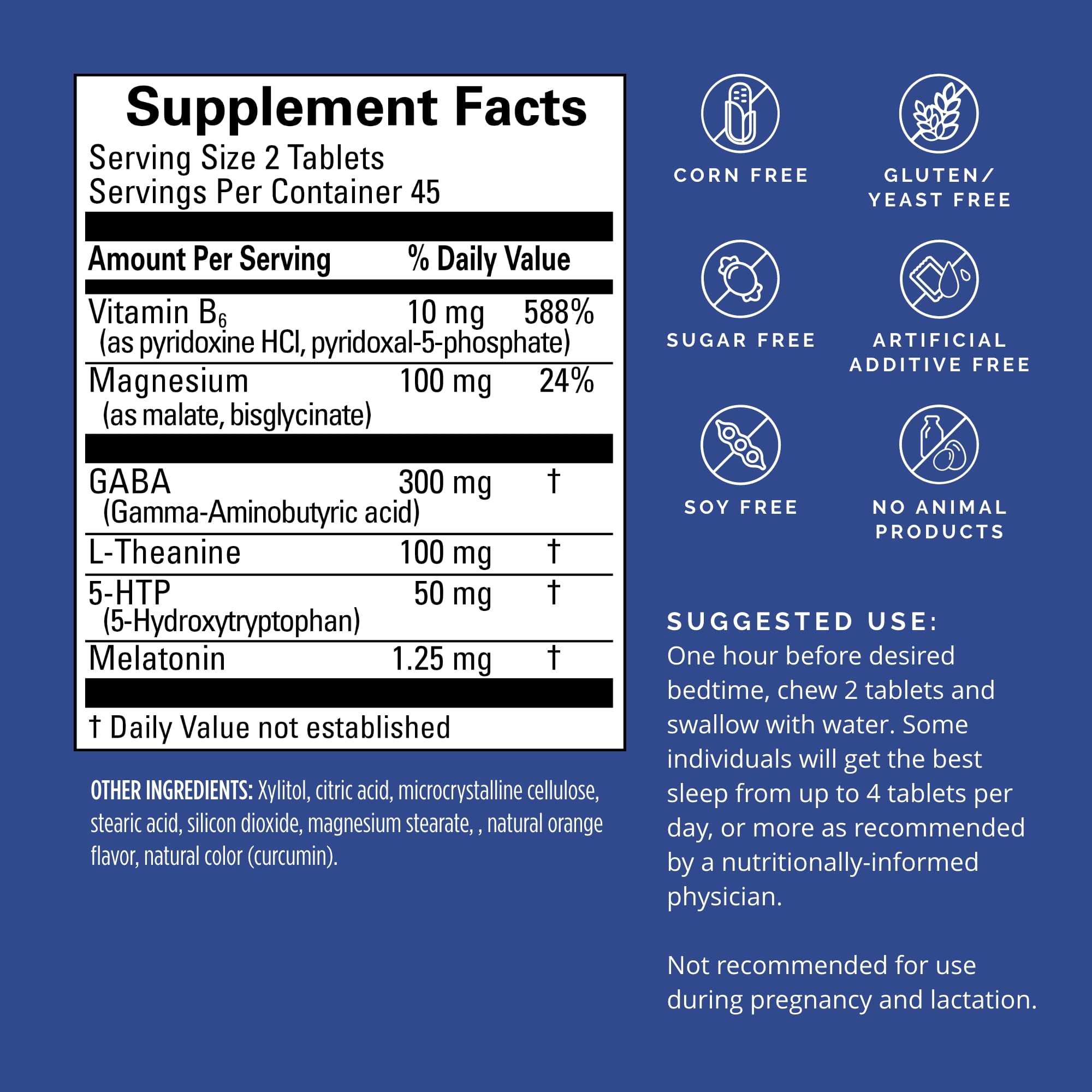 BrainMD melatonin 1.25 mg and 5-HTP blend supports smoother sleep onset.