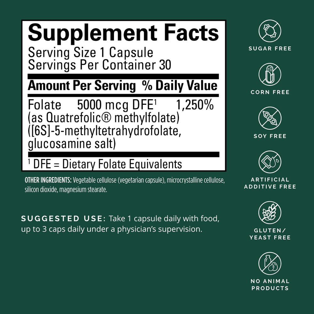 BrainMD Dr Amen Methylfolate label highlighting 5-MTHF as the active folate.
