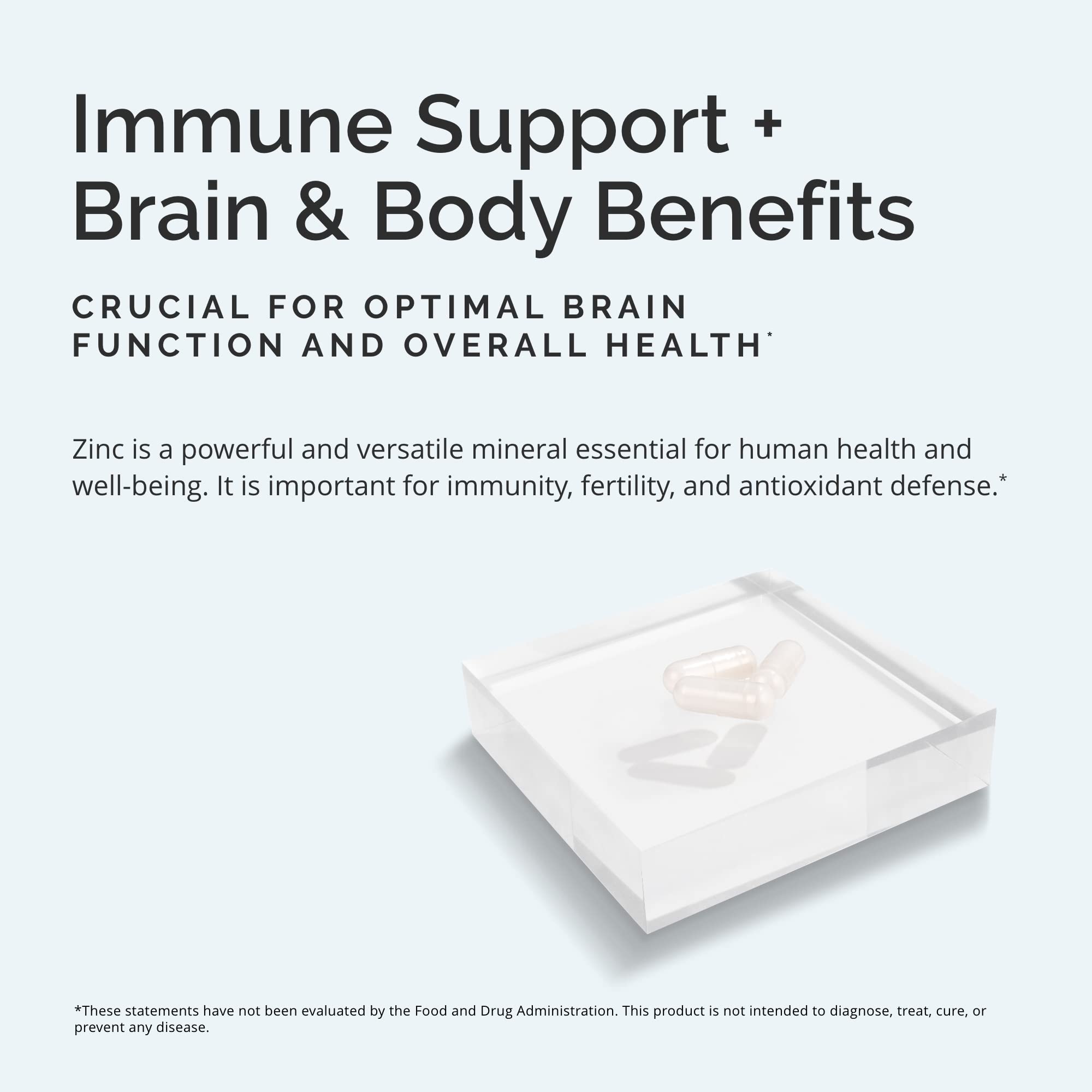 Label on Neuro Zinc bottle highlighting 25 mg zinc bisglycinate chelate.