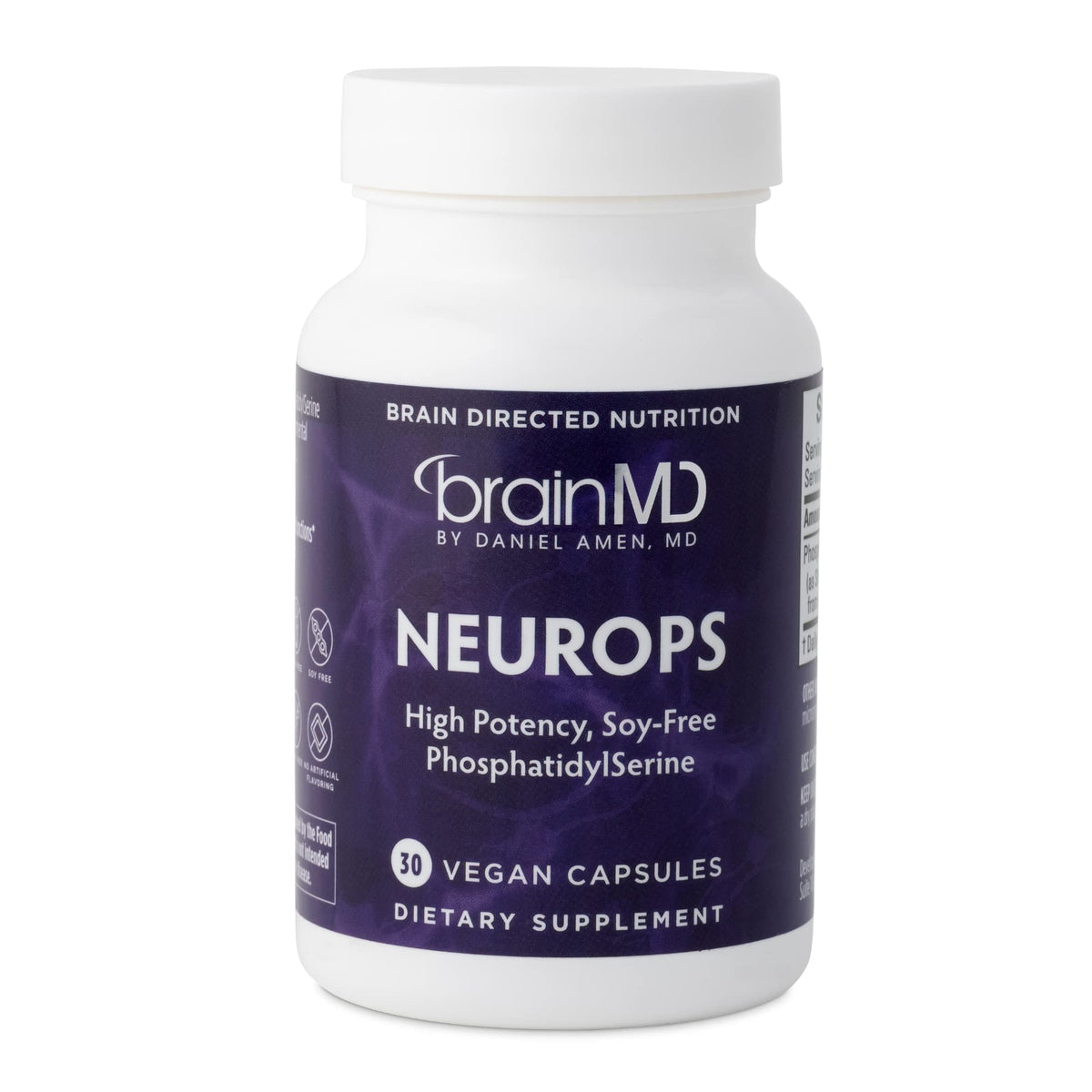BrainMD Dr Amen NeuroPS bottle closeup for focus support