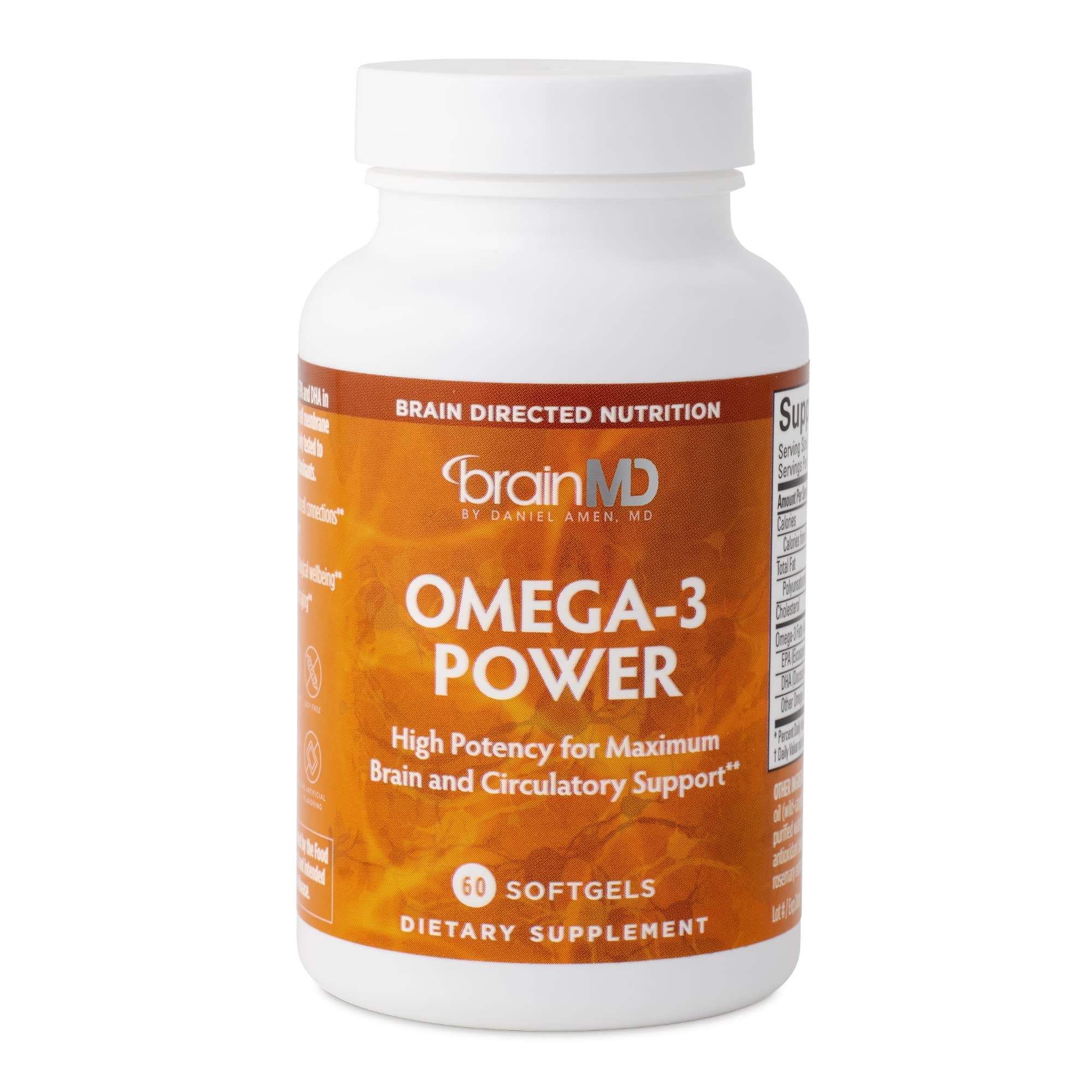 BRAINMD Dr Amen Omega-3 Power bottle with purified fish oil for brain health