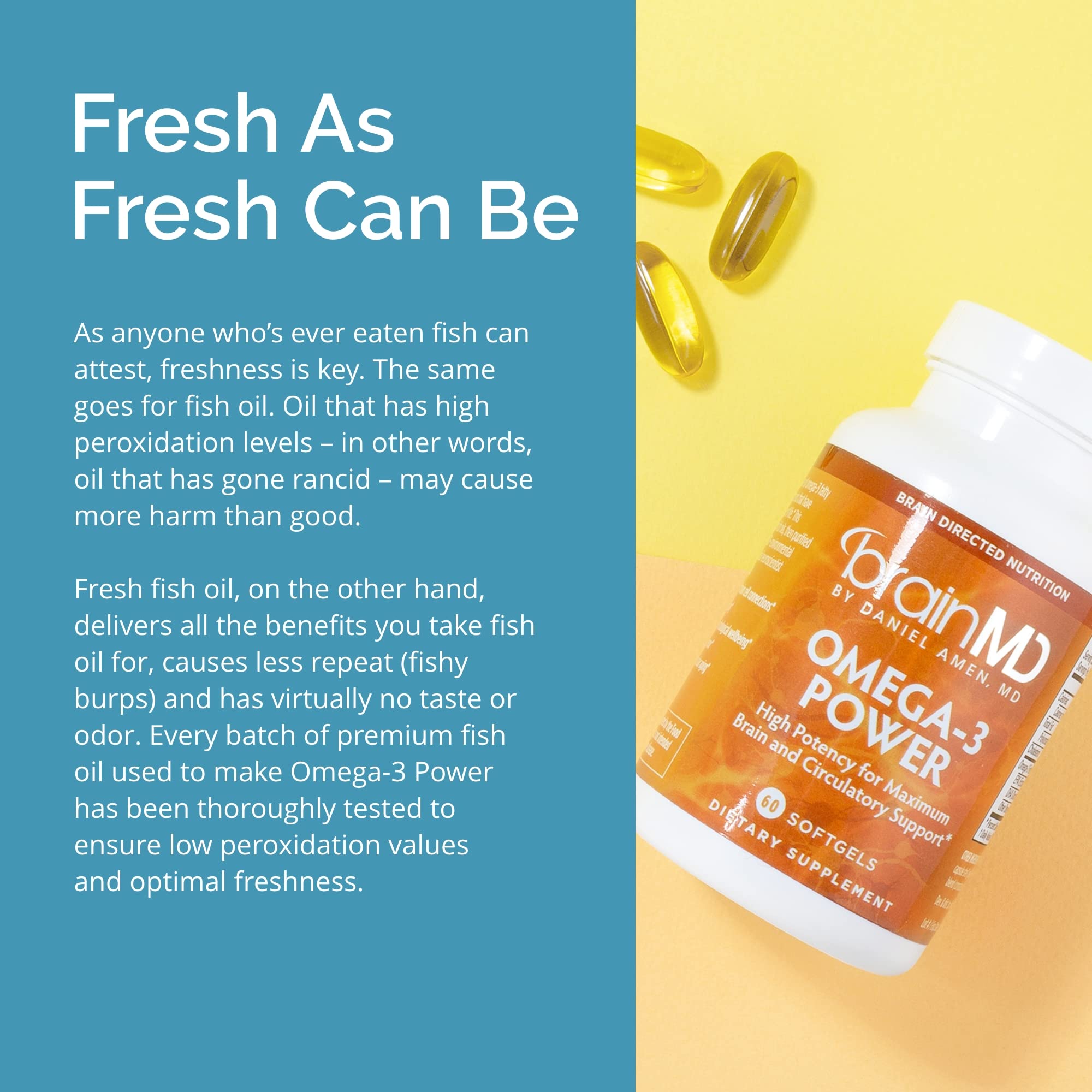 Gluten-free badge on Omega-3 Power packaging