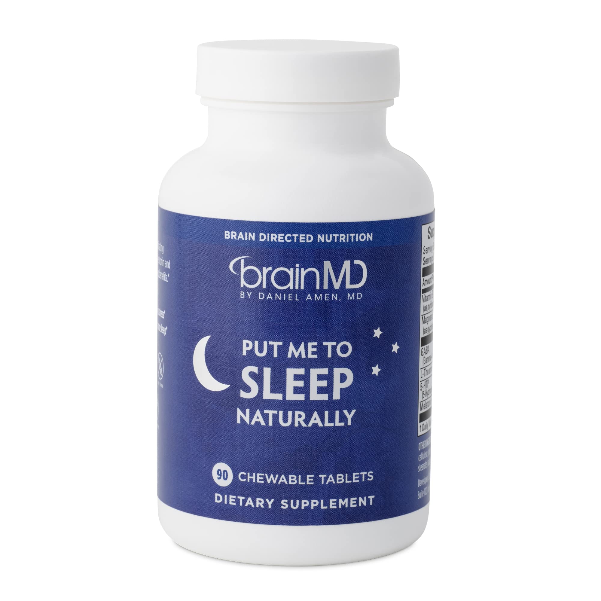 BrainMD Dr Amen Put Me To Sleep Naturally chewable tablets for easier bedtime.