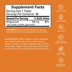BrainMD magnesium chewables citrus tablets close-up highlighting convenient snack-sized dose.