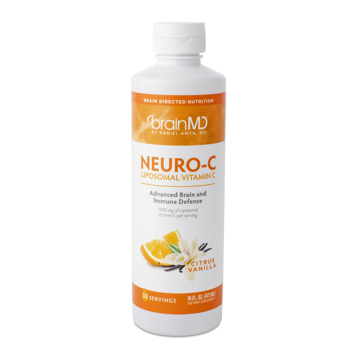 BrainMD Neuro-C Citrus Vanilla bottle front for brain health and immune support.