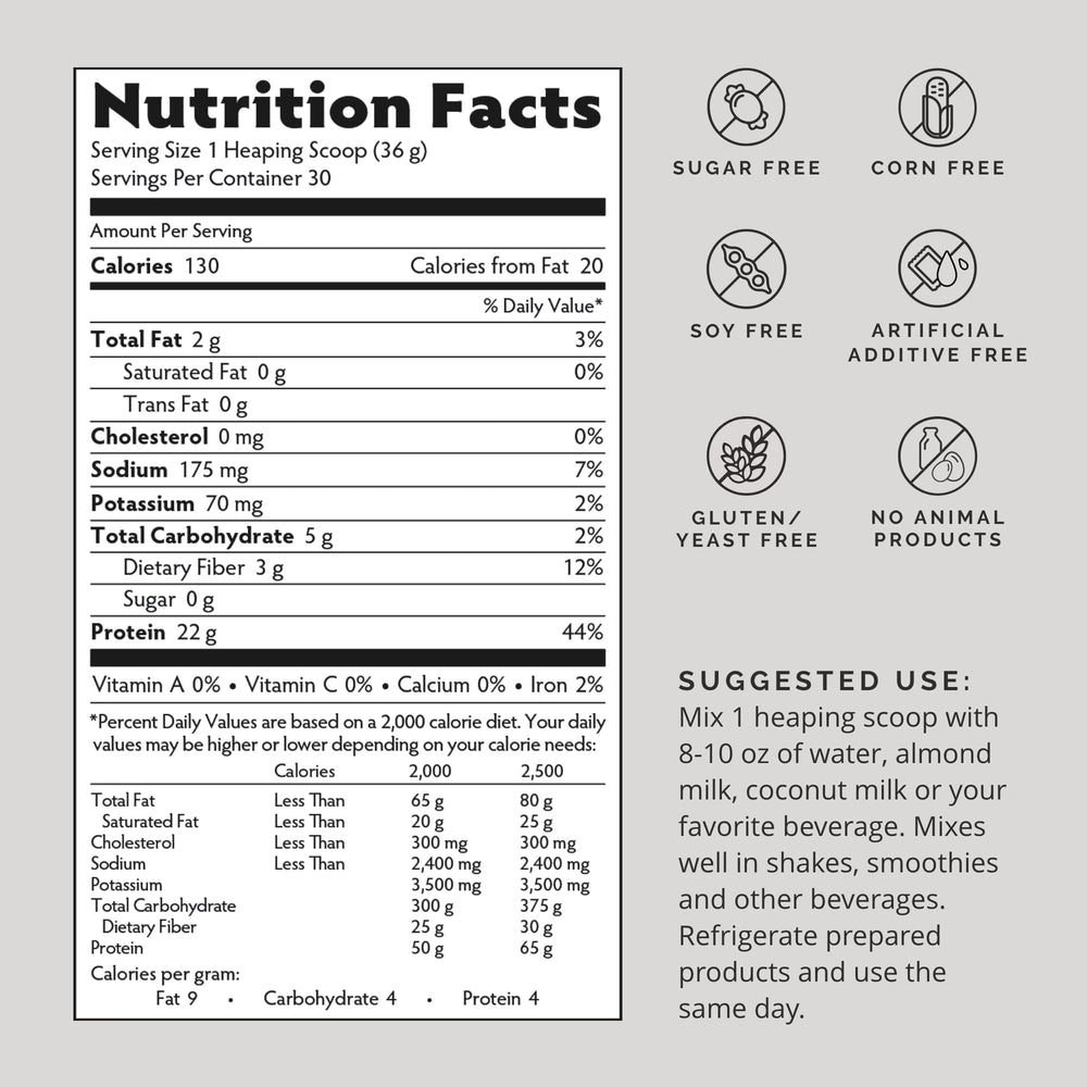 BrainMD Omni Protein Chocolate scoop shows measured serving for post-workout recovery.