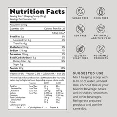BrainMD Omni Protein Chocolate scoop shows measured serving for post-workout recovery.