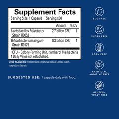 BrainMD ProBrainbiotics label close-up highlighting probiotic strains for gut balance.