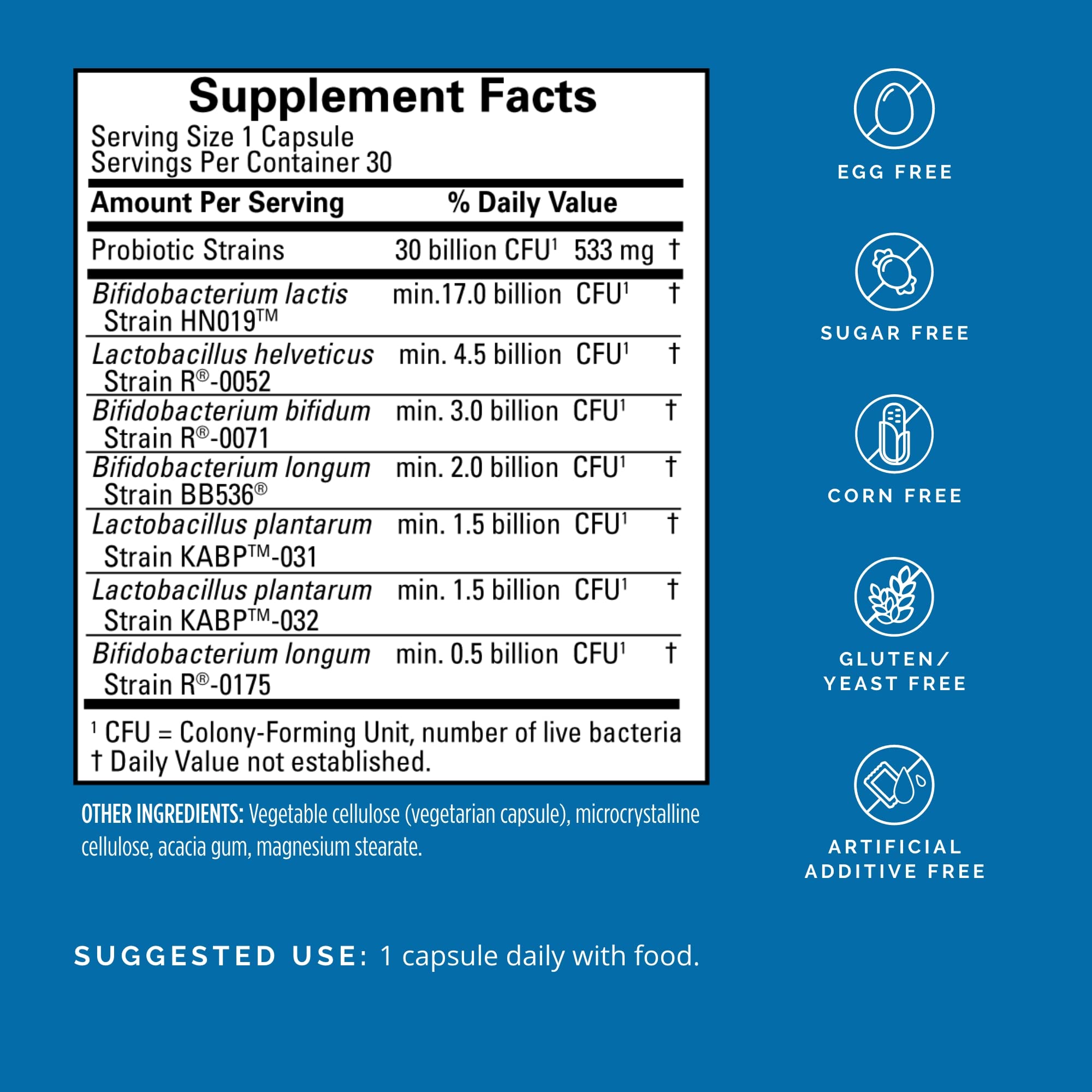 Front view of BrainMD ProBrainBiotics Max bottle for daily probiotic use.