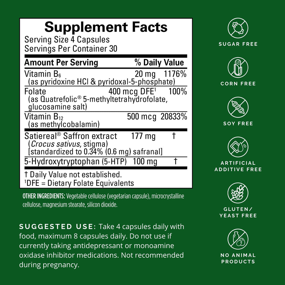 BrainMD Serotonin mood capsules closeup highlights capsules that may support mood balance.