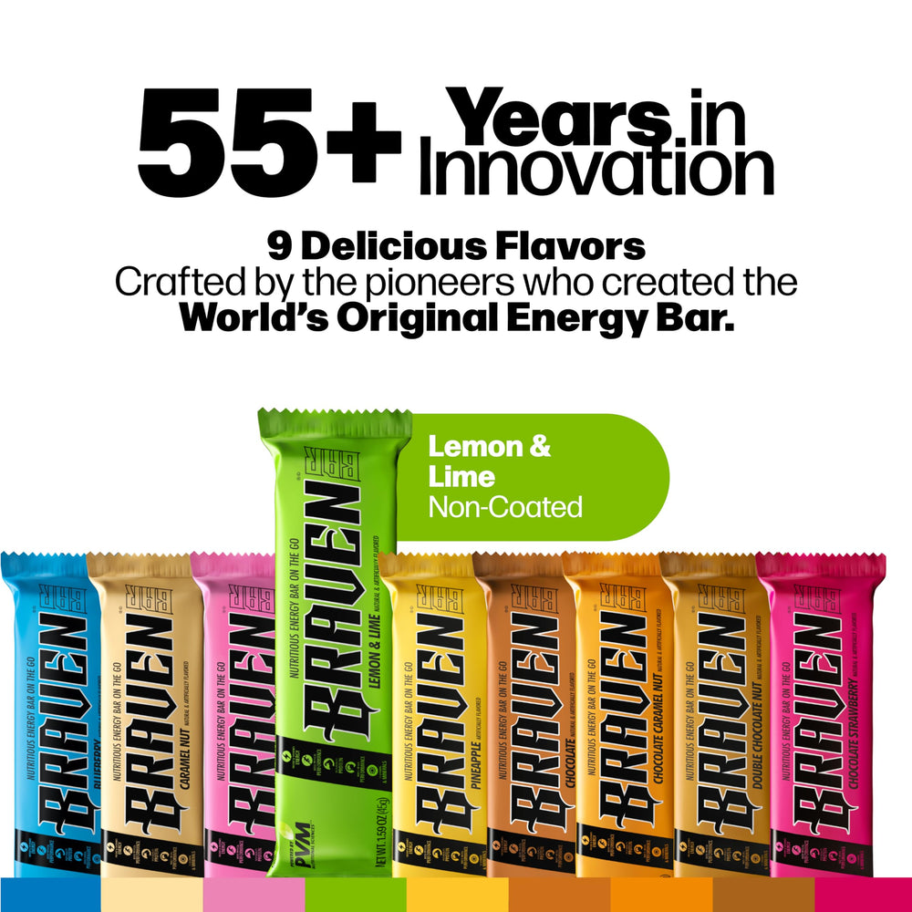 BRAVEN Braven Bar Lemon Lime label closeup highlights gluten-free and clean ingredients