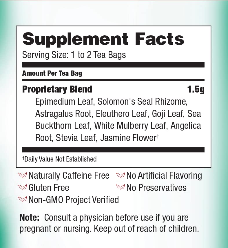 Bravo Tea Menopause Comfort close-up of steeped herbs and jasmine notes