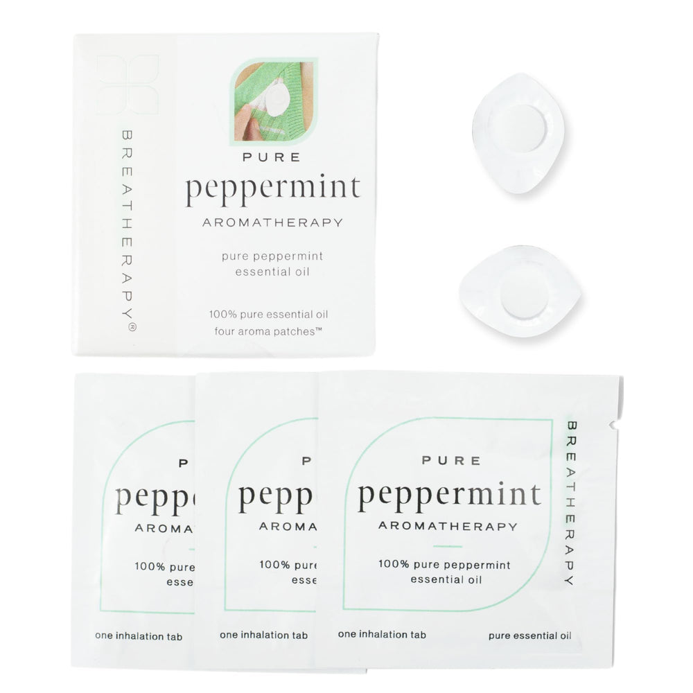 Breatherapy Peppermint Patches 4-pack box shows portable aroma therapy near you