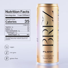 BREZ Flow lions mane closeup can – highlights adaptogens for clarity.