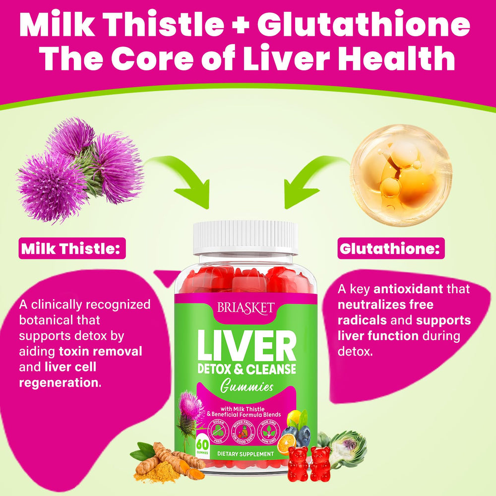 Briasket Milk Thistle 2000mg extract close-up emphasizing liver-supporting formula.
