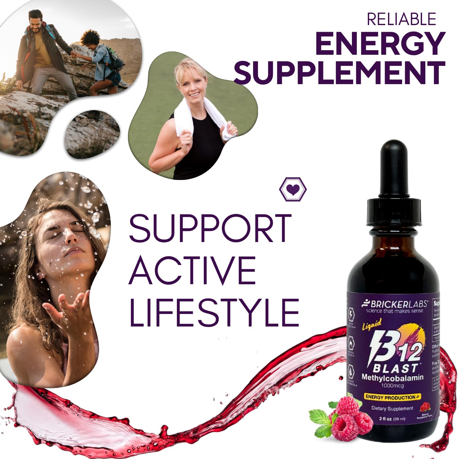 Bricker Labs B12 Blast brain energy support visuals.