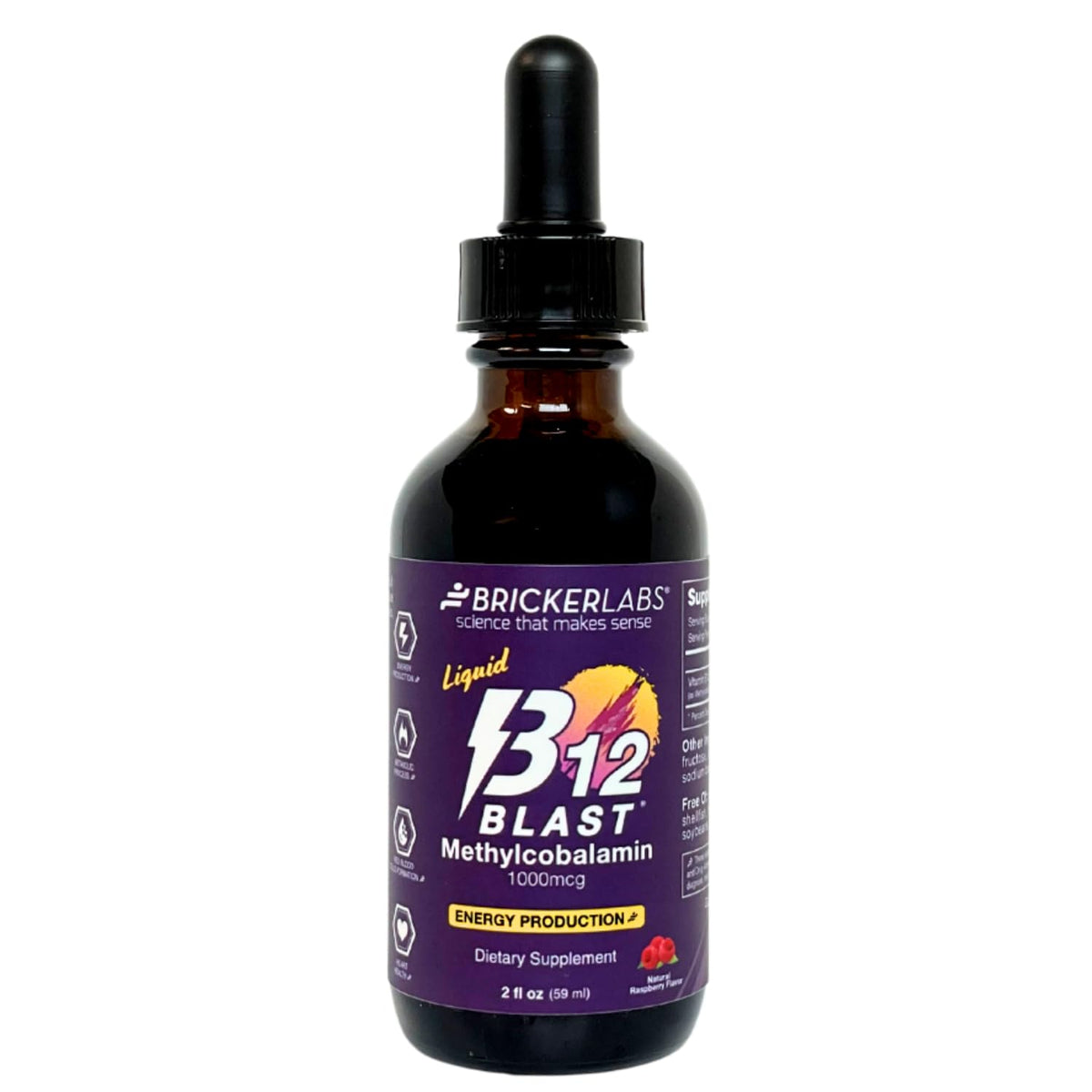 Bricker Labs B12 Blast raspberry flavor supports daily energy.