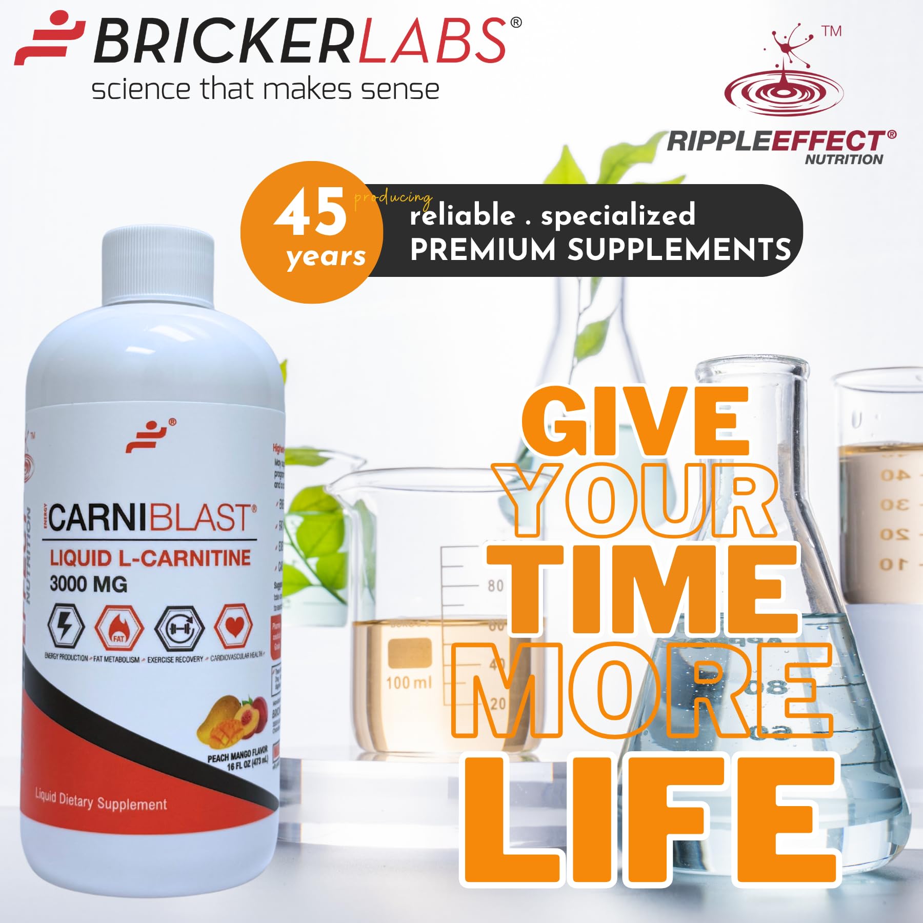 Bricker Labs Carniblast bottle features a measuring cap for precise daily use