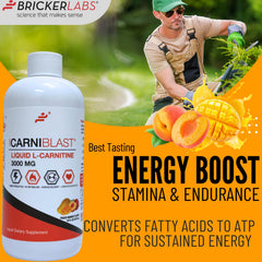 Bricker Labs Carniblast peach mango flavor delivers tasty energy support