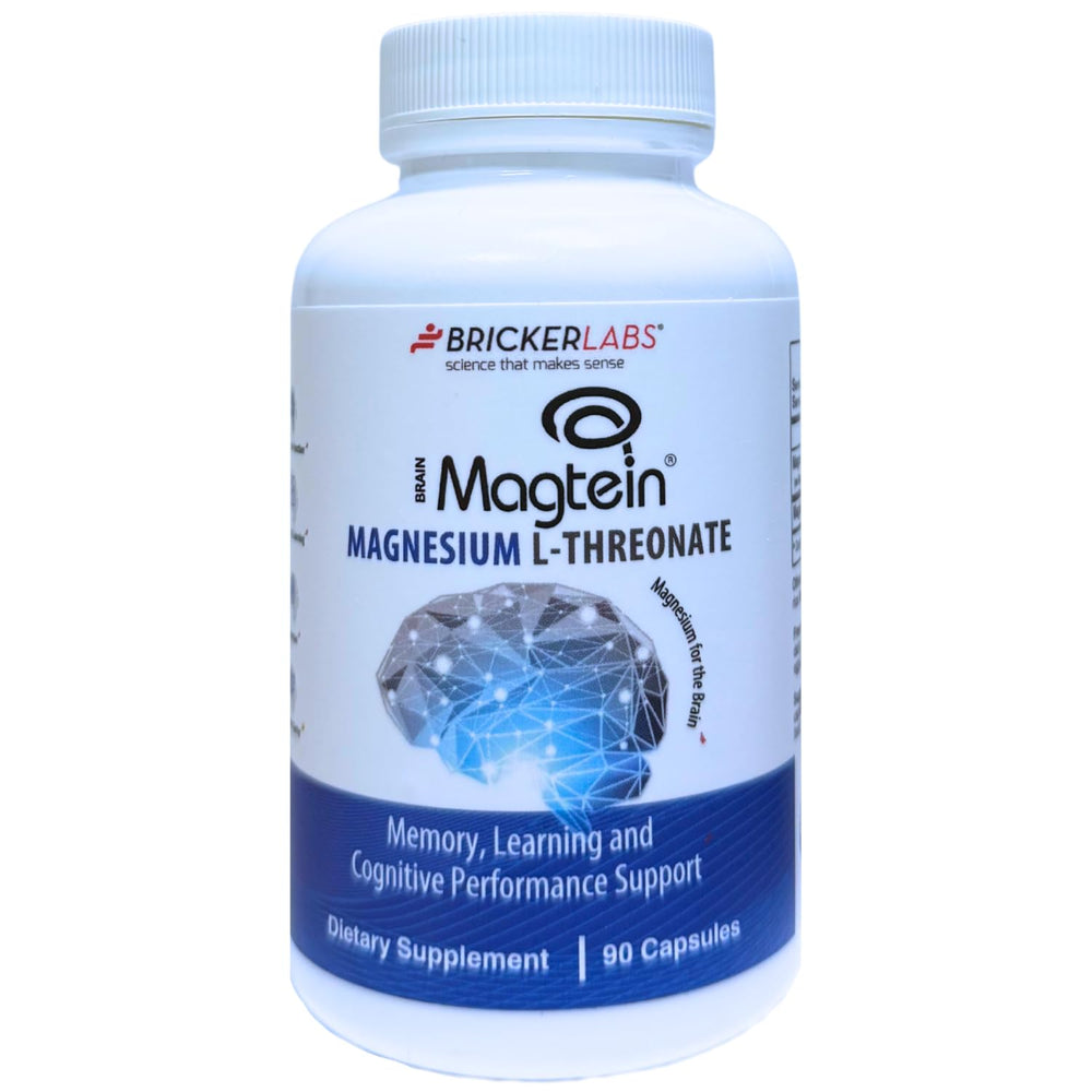 Bricker Labs Magtein bottle front highlighting cognitive support potential