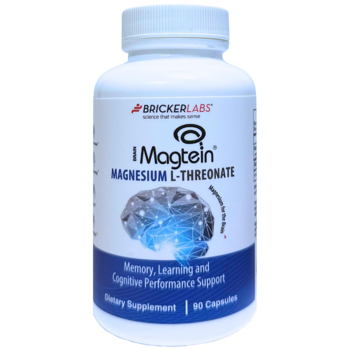 Bricker Labs Magtein bottle front highlighting cognitive support potential