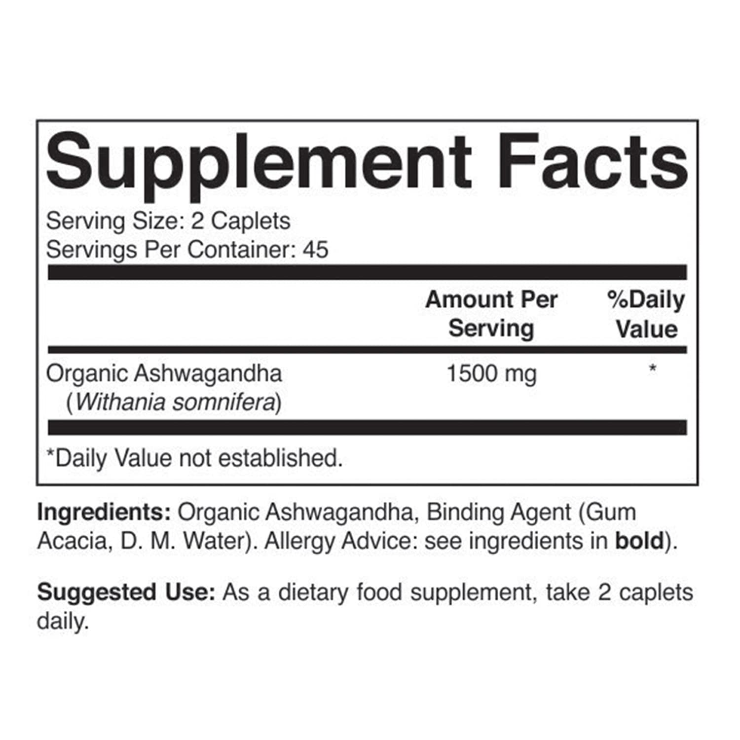 Brieofood Ashwagandha tablets close-up highlights 1,500 mg per serving