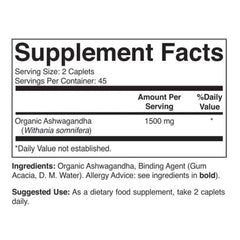 Brieofood Ashwagandha tablets close-up highlights 1,500 mg per serving